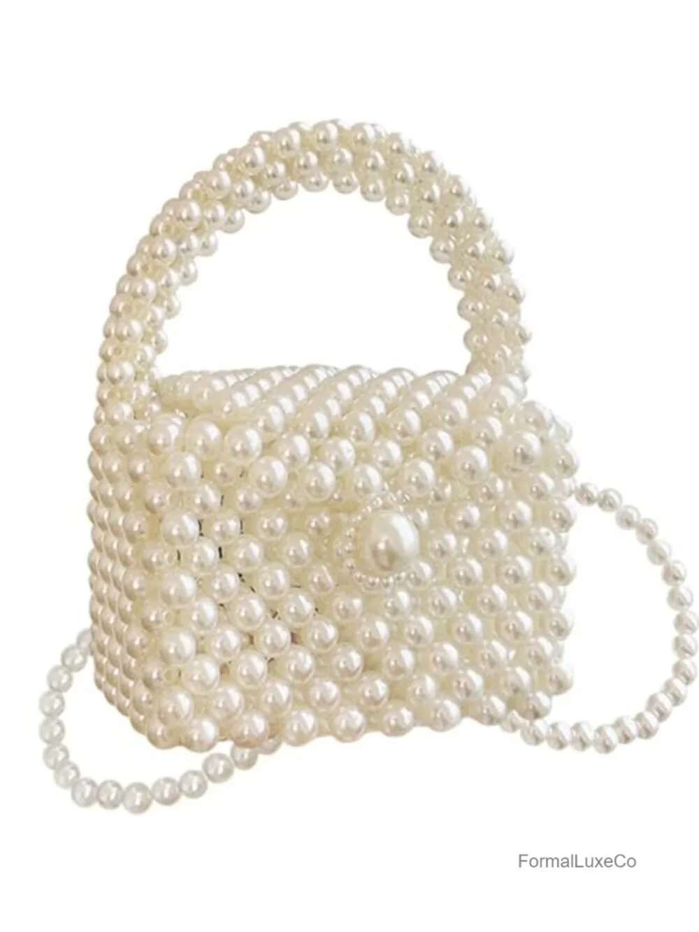 Handmade Pearl Crossbody Purse for Women Vintage Floral Evening Clutch with